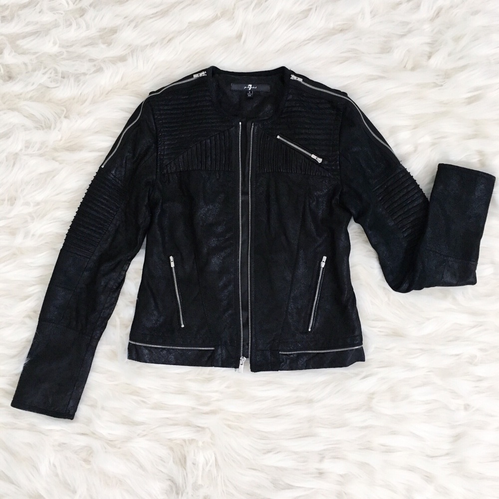 7 For All Mankind Moto Leather Jacket – Size S